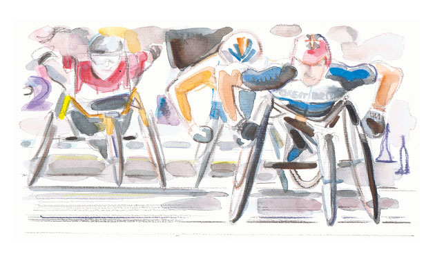 Titelbilder der Süddeutschen Zeitung, Maria Lentzen,Marathon der Rollstuhlfahrer bei den Paralympics in London